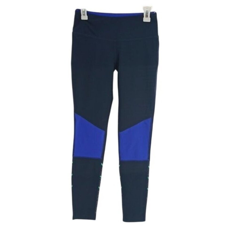 Mondetta Womens Size S Leggings Blue Black Colorblock Athletic Pocket Pants